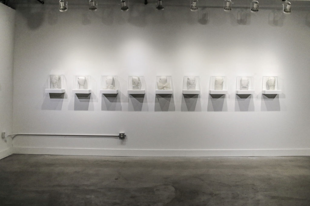 Boxing glove art installation by Zoe Buckman in Newark