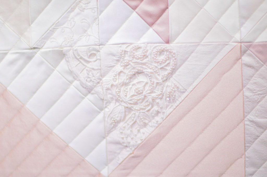 Wedding dress quilt made by Zoe Buckman