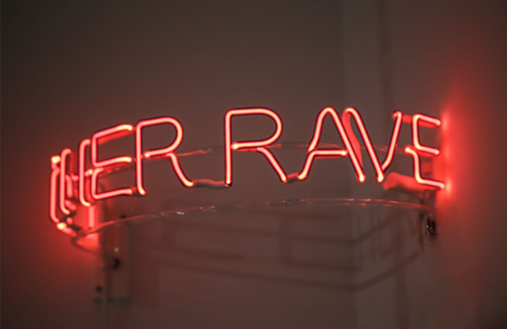 Zoe Buckman Let Her Rave Red Neon Sign